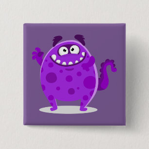 Lila Adorable Monster Button