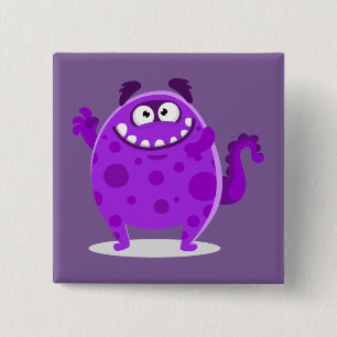Lila Adorable Monster Button