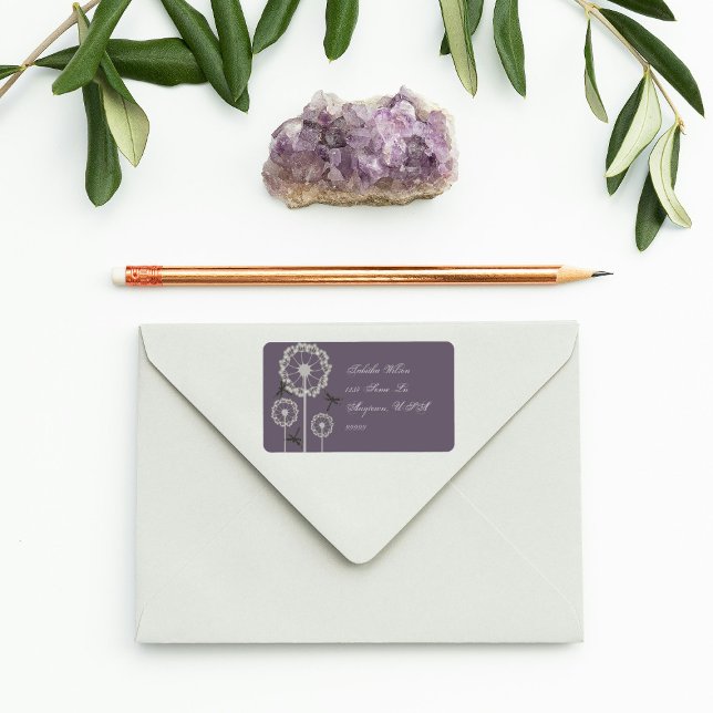 Lila Adressenbezeichnung für Libellen Adressaufkleber (Purple Dragonflies Address Label)