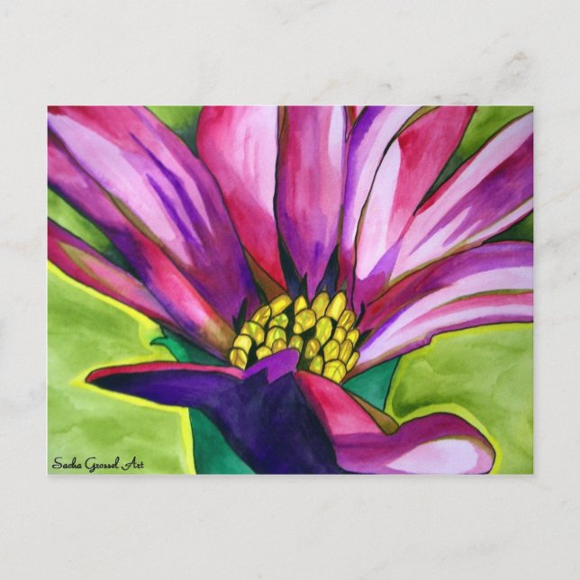 Lila afrikanische Daisy Aquarellkunst Blume Postkarte (Vorderseite)