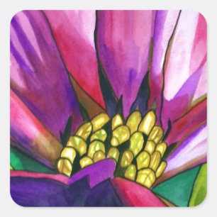 Lila afrikanische Daisy Aquarellkunst Blume Quadratischer Aufkleber