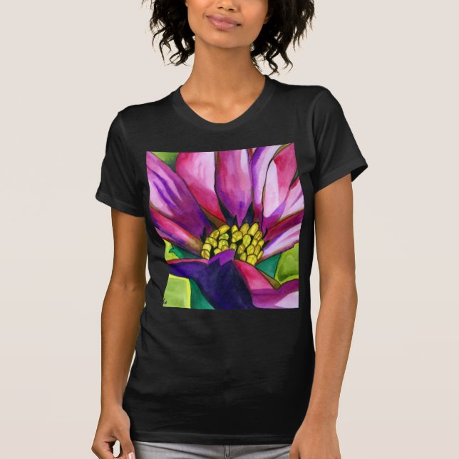 Lila afrikanische Daisy Aquarellkunst Blume T-Shirt (Vorderseite)