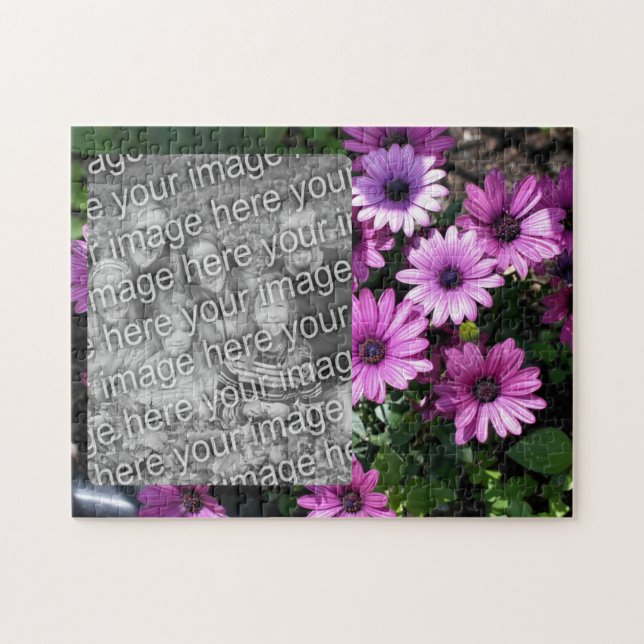 Lila afrikanische Daisy-Blume rahmen Ihr Foto hinz Puzzle (Horizontal)
