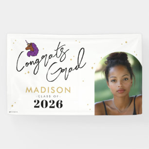 Lila Afro Einhorn Abschluss Banner