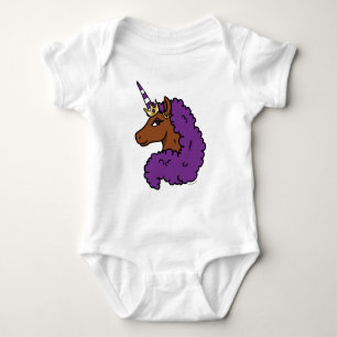 Lila Afro-Einhorn Baby Strampler