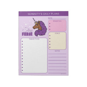 Lila Afro-Einhorn Notizblock
