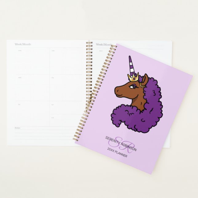 Lila Afro-Einhorn Planer (Anzeige)