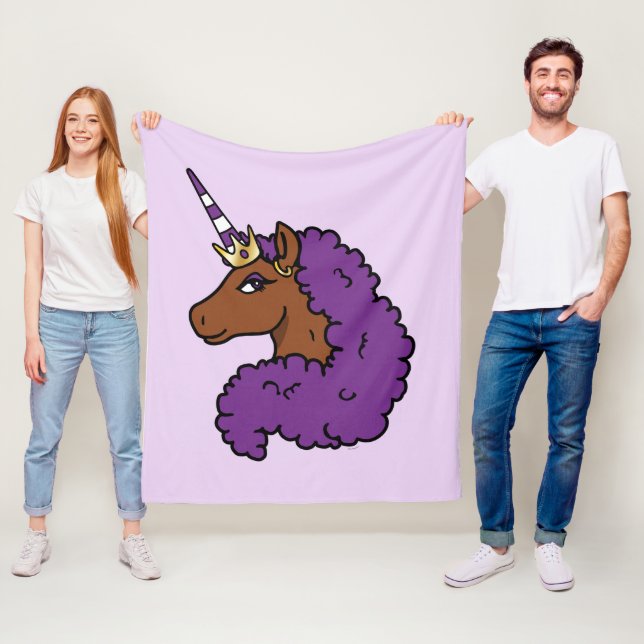 Lila Afro Unicorn Fleecedecke (Beispiel)
