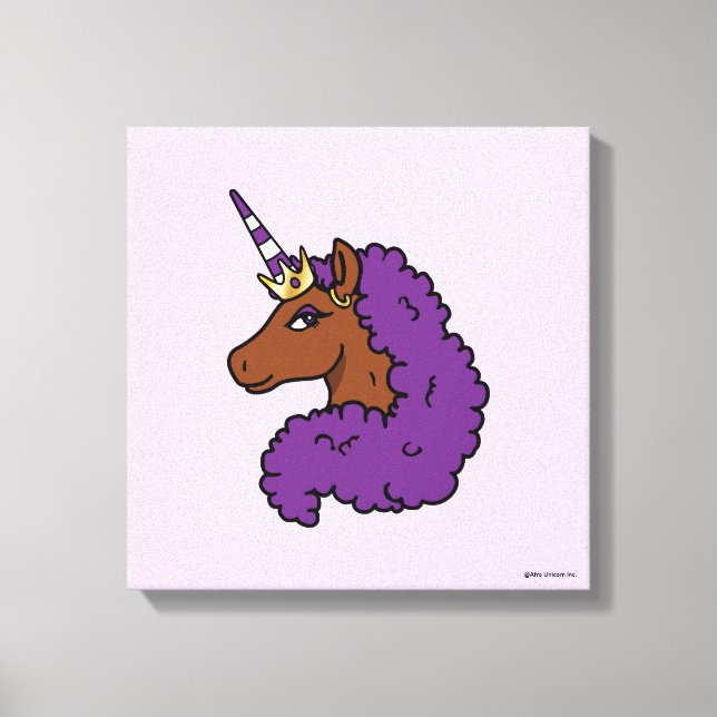 Lila Afro Unicorn Leinwanddruck (Vorderseite)