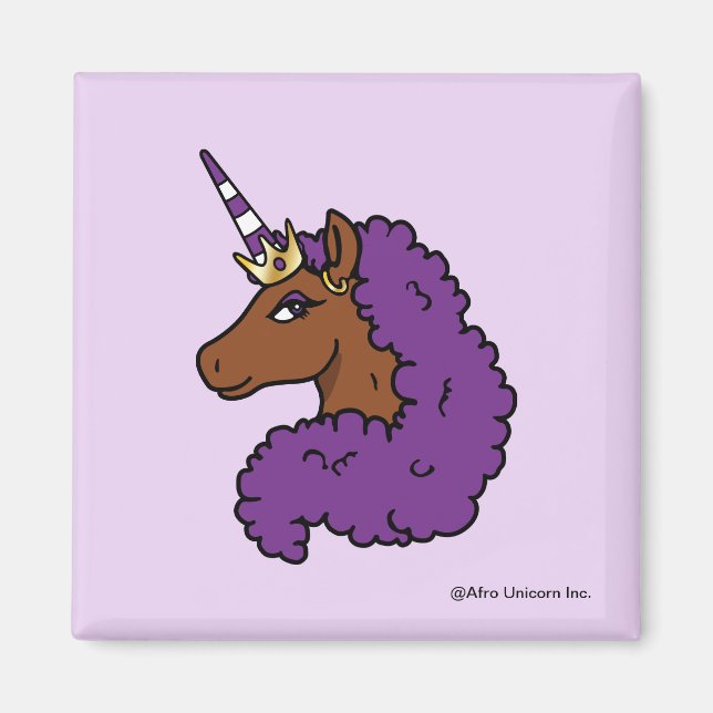 Lila Afro Unicorn Magnet (Vorne)