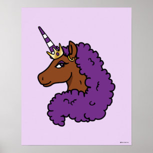 Lila Afro Unicorn Poster
