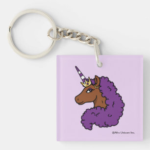 Lila Afro Unicorn Schlüsselanhänger