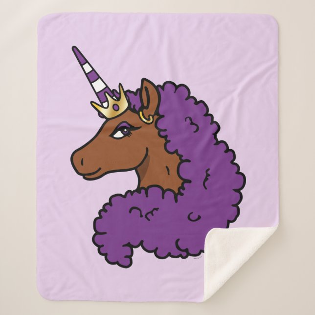 Lila Afro Unicorn Sherpadecke (Vorderseite)