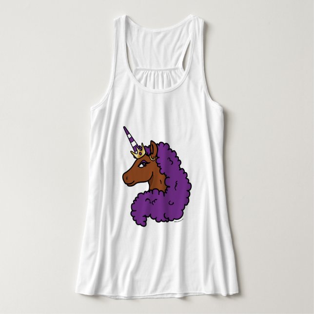 Lila Afro Unicorn Tank Top (Design Vorderseite)