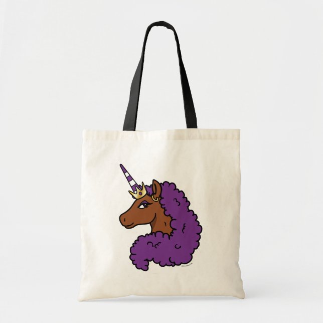 Lila Afro Unicorn Tragetasche (Vorne)