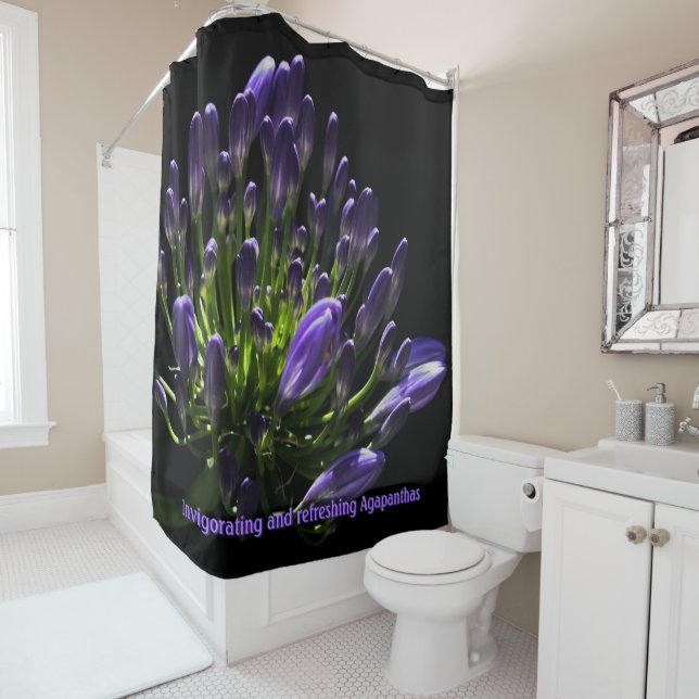 Lila Agapanthus, African Lily Luxury Duschvorhang (Beispiel)