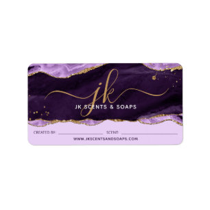 Lila Agate Geode Monogram Kerzenseifenlabel Adressaufkleber