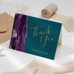 Lila Agate Gold Aquamarine Hochzeit Dankeschön Kar Karte