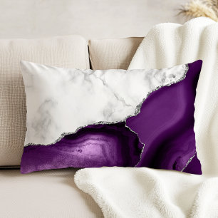 Lila Agate Silver Glitzer aus weißem Marmor Dekokissen
