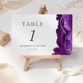 Lila Agate Silver Wedding Tischnummer