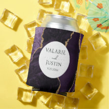 Lila Agate Stone Wedding Can Cooler