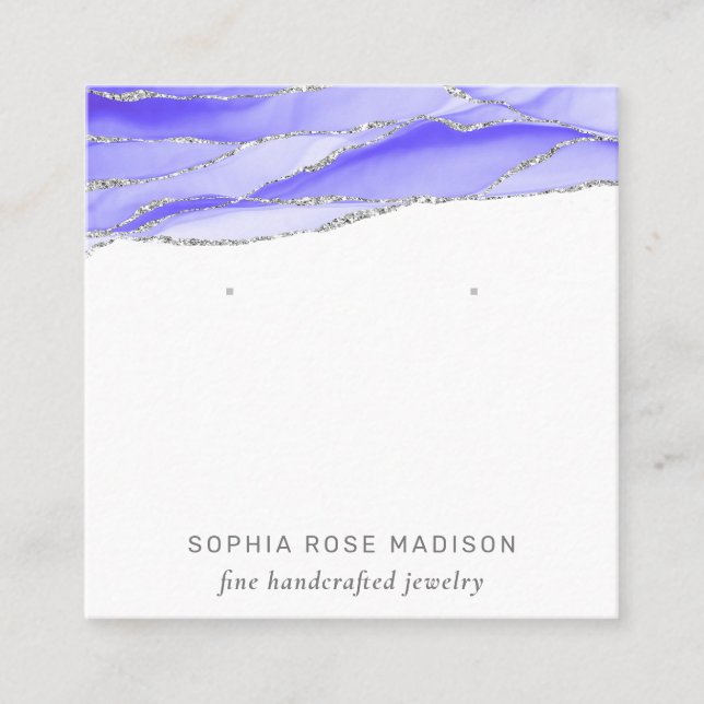 Lila Agate Watercolor Schmuckstück-Display Quadratische Visitenkarte (Vorderseite)
