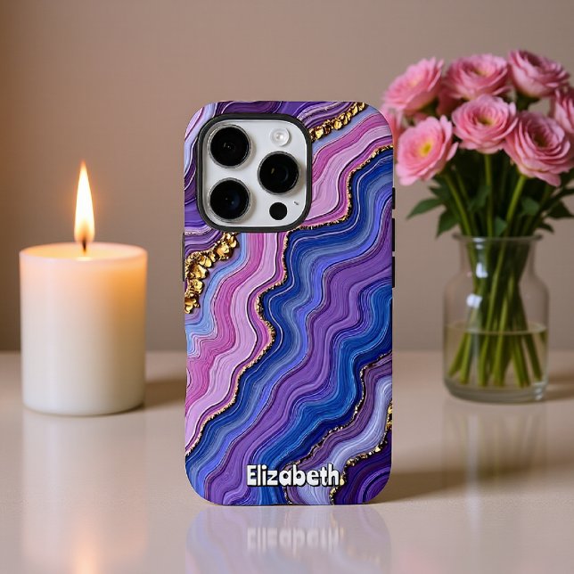 Lila Agate Waves mit Gold Case-Mate iPhone Hülle (Von Creator hochgeladen)