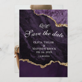 Lila Agate Wedding Scrip Foto Save The Date