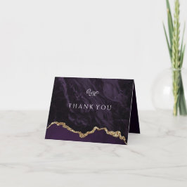 Lila Agate Wedding Script Monogram Dankeskarte