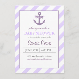 Lila Ahoy Anker Baby Shower Einladung