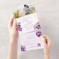 Lila Aktie Aquarellfarbenhochzeit QR-Code UAWG