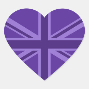 Lila Akzent-Union-Jack-Dekor Herz-Aufkleber