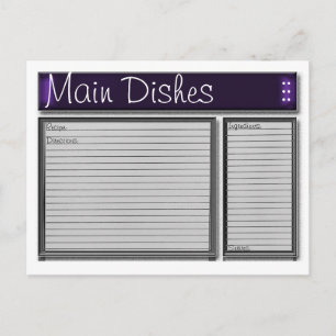 Lila Akzente Benutzerdefinierte Rezept-Karte Postkarte