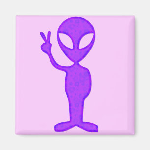 Lila Alien des Friedens Magnet