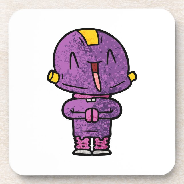 lila Alien Getränkeuntersetzer (Vorderseite)