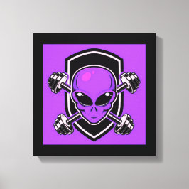 Lila Alien Gym Stretched Canvas Print Leinwanddruck