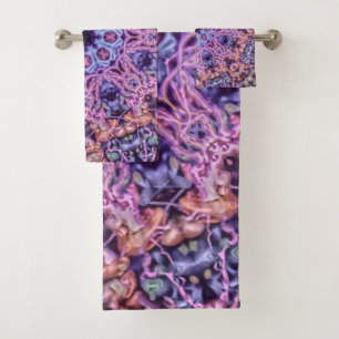 Lila Alien Kaleidoskopie Mandala Badhandtuch Set