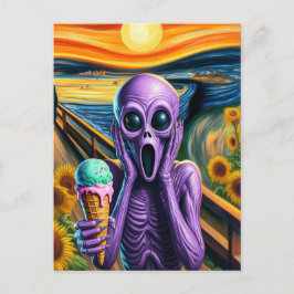 Lila Alien Screams Ice Cream Melisse Postkarte