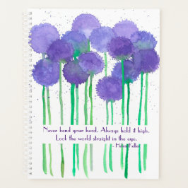 Lila Allium-Blume Inspiration Zitat Planer