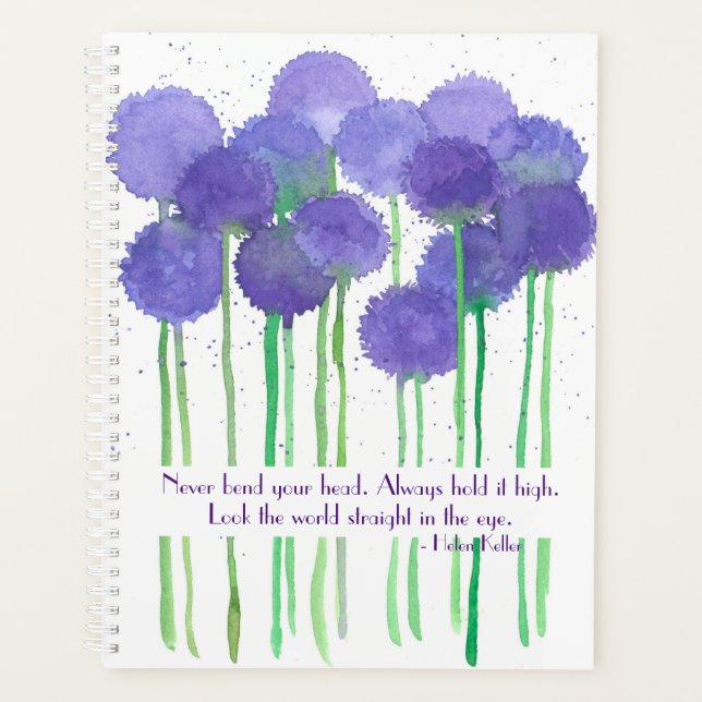 Lila Allium-Blume Inspiration Zitat Planer (Vorderseite)