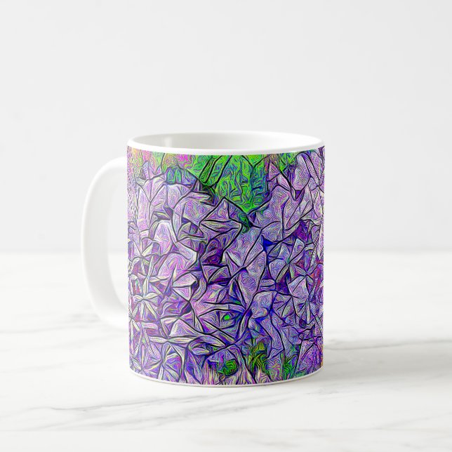 Lila Allium-Mosaik mit Aquarellwirkung Kaffeetasse (Vorderseite Links)