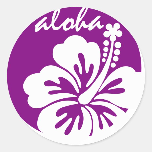 Lila Aloha-Blume Runder Aufkleber (Vorderseite)