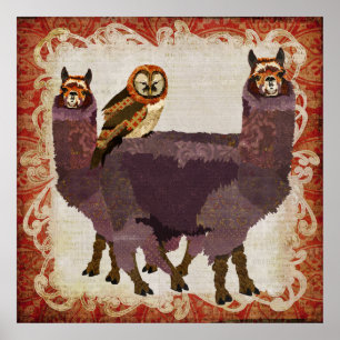Lila Alpacas Amber Owl Art Poster