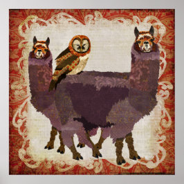 Lila Alpacas Amber Owl Art Poster