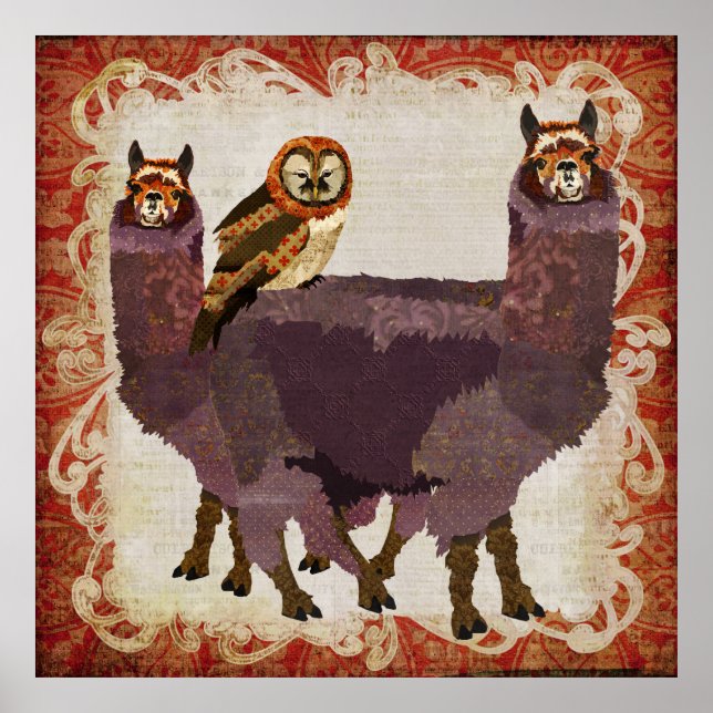 Lila Alpacas Amber Owl Art Poster (Vorne)