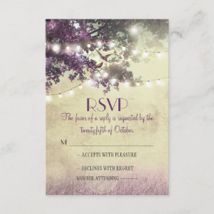 Lila alte Eichenleuchten Hochzeitskarten RSVP Karte