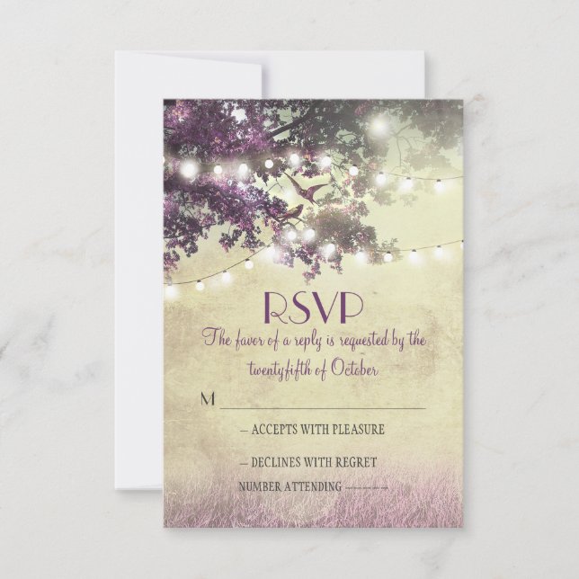 Lila alte Eichenleuchten Hochzeitskarten RSVP Karte (Vorderseite)