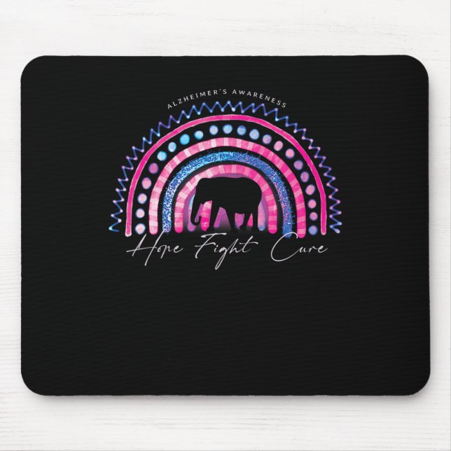 Lila Alzheimer End Awareness Rainbow Elephan Mousepad (Vorne)