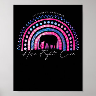 Lila Alzheimer End Awareness Rainbow Elephan Poster