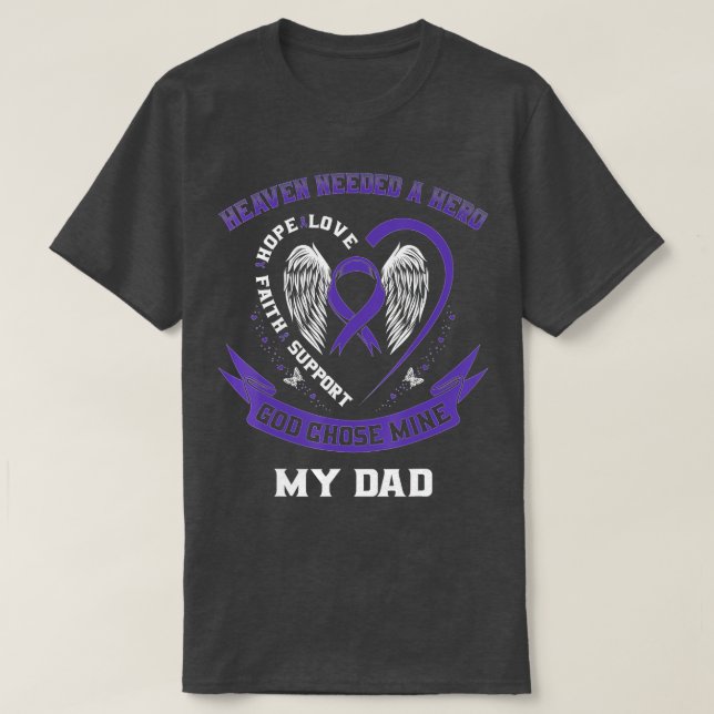 Lila Alzheimers Awareness Vater Herzwings T-Shirt (Design vorne)